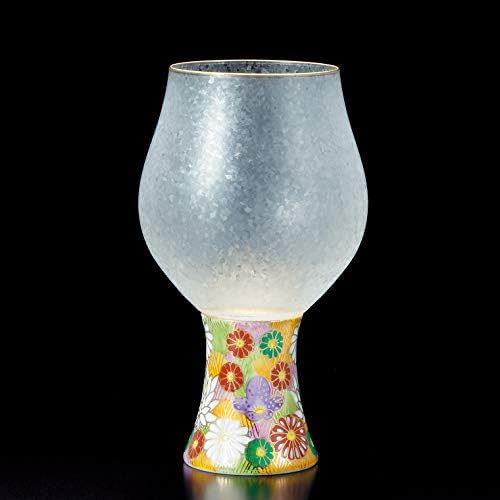 Aderia 9566 Sake Pot, јапонски саке стакло, злато цвеќе полнење, Мизоре Кутани, занаетчиски лосос, 8,1 fl Oz, Hanayaka/Kutani Ware соработка,
