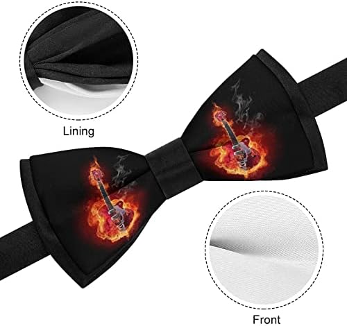 Плевелкејат Оган Електрична Гитара Смешни Вратоврски Претходно Врзани Свечени Машнички Прилагодливи Машнички Печатени За Мажи