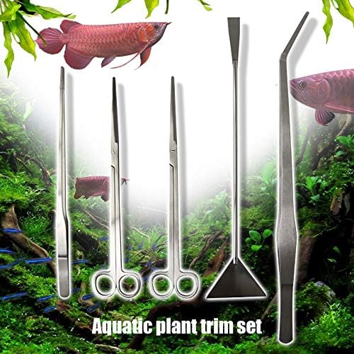 Делови на алатки 5 парчиња од не'рѓосувачки челик Аквариум водни растенија за градинарски простории за градење пинцети ножици шпатула алатка