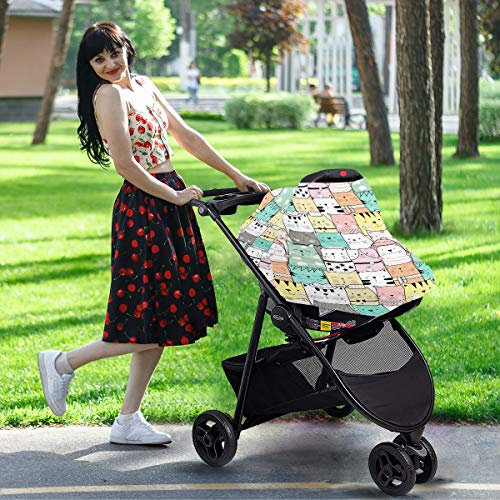 Слатка капаци за седишта за бебиња за мачки - шетач за покривка на колички, мулти -употреба на крошна на автомобили, за девојче за бебиња
