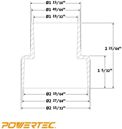 Powertec 70297V Модуларен чекор 4 во 1 адаптер - продавница за вклопување на црево за собирање прашина, 1 pk