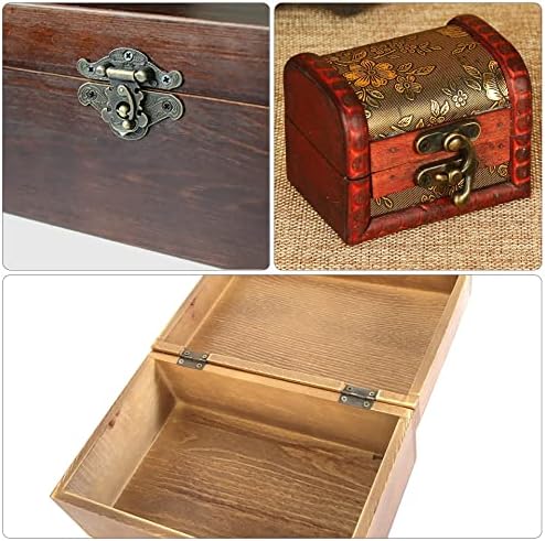 24 комплети ретро накит кутии и куки за заклучување, мали шарки за дрвени кутии хардвер, антички кабинет за мебел за мебел HASP затворач - бронзен тон