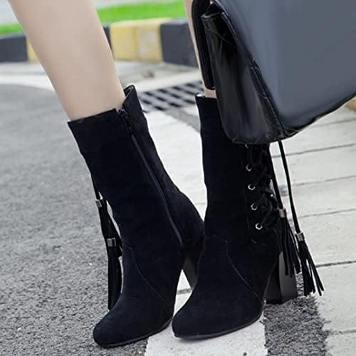 HCJKDU женски чизми за глуждот Чунки потпетица чизми за дожд момчиња зимски чизми црни глуждови чизми чизми за фустани чевли