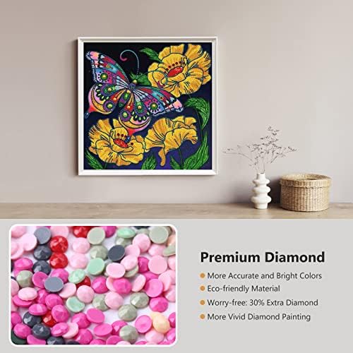 Комплет за сликарство на дијамантска уметност во Behrmym Butterfly за возрасни, DIY 5D специјална делумна вежба занаетчиска боја со дијамантски