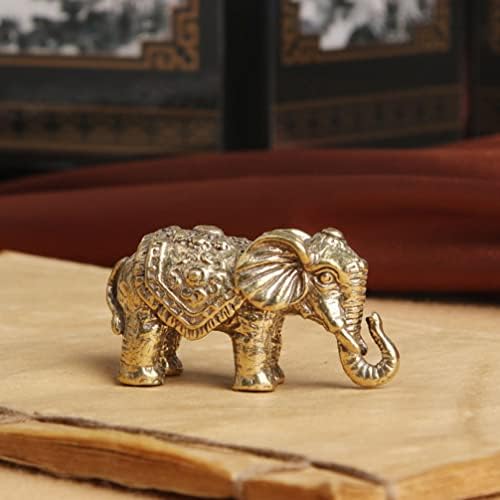 Јардве Фенг Шуи месинг слон статуа Минијатурна слон фигура богатство Среќа животинска скулптура Десктоп украси домашна канцеларија декор