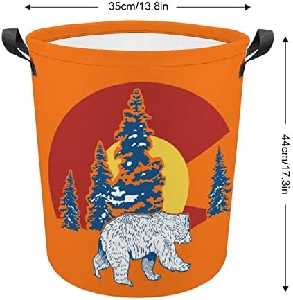 Колорадо Знаме Мечка Кошница За Перење Склоплива Висока Облека Попречува Со Рачки Торба За Складирање