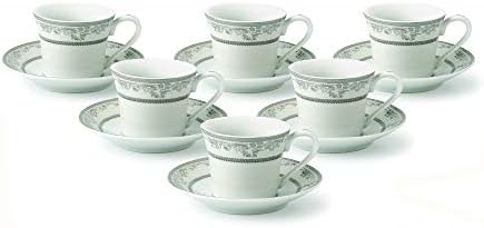 Домашни трендови на Лорен, ietулиет-6 чаши и чинии, една големина, сребро