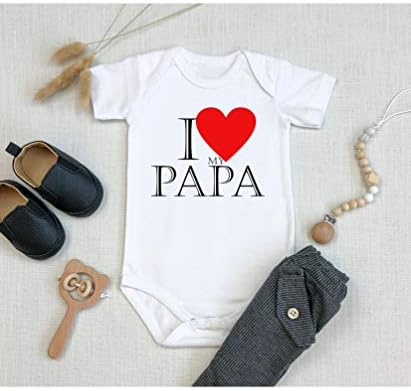 Triplebdesigns Јас ја сакам мојата папа симпатична дедо бебе бебешка каросерија новороденче за новороденче за бебиња туш, подарок