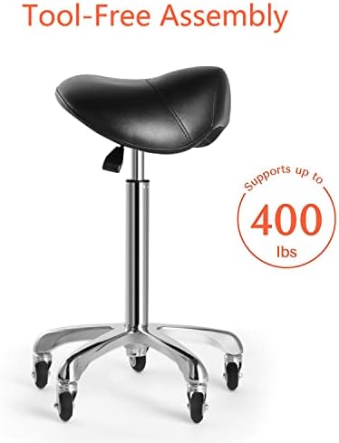 Столче столче столче-ергономско седло столче за столче, стол за масажа и медицинска канцеларија со вртливите тркала, црна