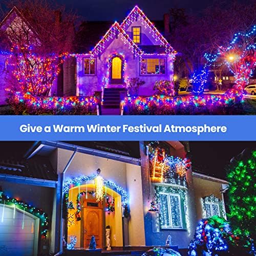 Божиќни светла Koicaxy, надворешни украси, 400 LED 33ft 8 режими Icicle Lights Завесата самовила, LED стринг светло затворен декор