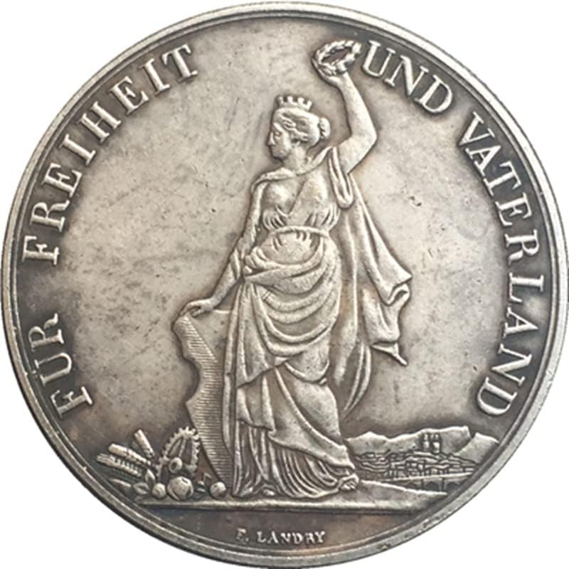 Qingfeng 1872 Швајцарија монета од бакарна сребрена позлатена античка монета занаетчиска колекција може да дува