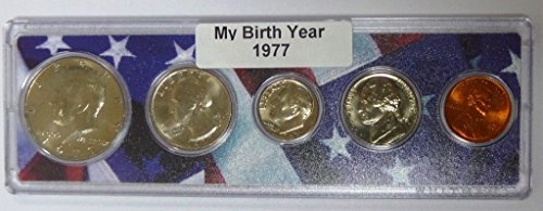 1977-5 година за раѓање на монети во 1977-5 година, поставена во носителот на американското знаме, не е опкружено