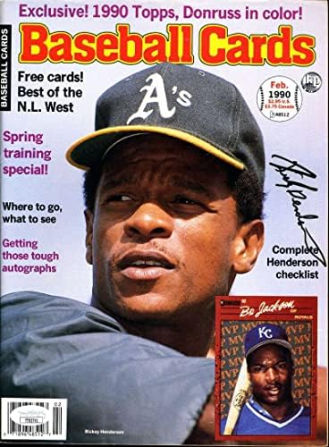 Рики ХЕНДЕРСОН ЏСА Коа Потпиша Автограм За Бејзбол Списание Од 1990 Година