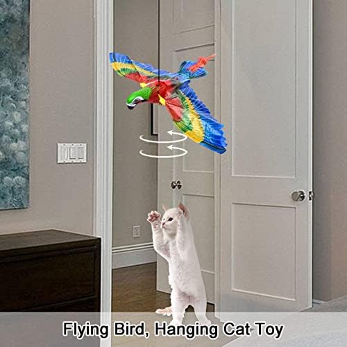 Играчки за летање со птици, реална играчка за летање орел/папагал со звук, интерактивна играчка со мачки за мачки, играчки за вежбање