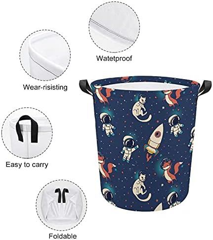 Вселенски лисици мачки астронаути алишта за складирање корпи за складирање со лесни рачки за носење за организатор на облека за играчки