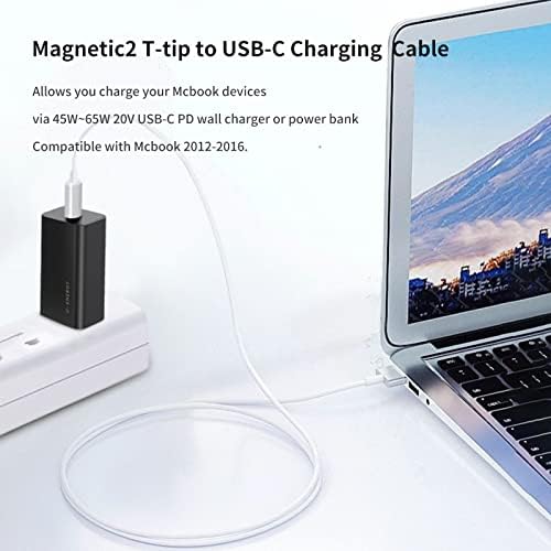 USB-C До Кабел За Полнење Со Магнетен Т-врв, OUGIC 6ft Pd Тип-C До Адаптер За Полнење Со Магнетна2 T Глава, Работи СО 65W USB-C