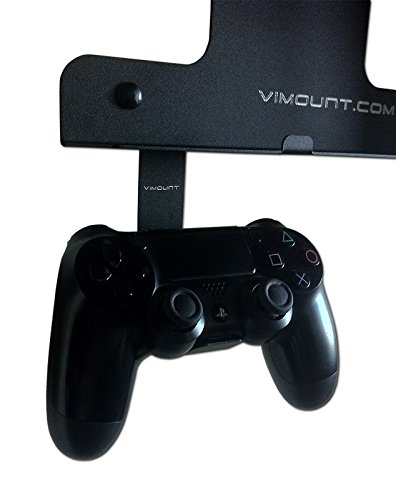 Vimount wallид монтирање компатибилен со PlayStation 4 Pro + 2PCS Контролер wallид монтирање - црна