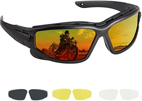 Очила за моторцикли Кемимото за мажи, поларизирани очила за возење мотоцикли со 4 пар ветроупорни леќи за мото, пловење, риболов, велосипедизам