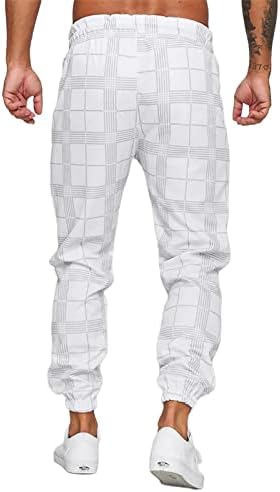 Машки атлетски џогер карирани панталони- обични товари на отворено со џеб