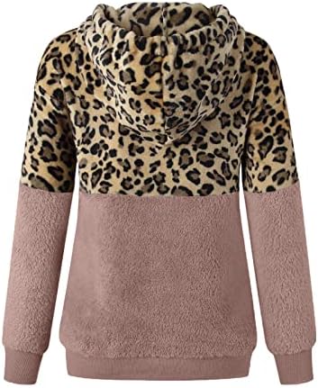 Женски палта Зимски леопард печати крпеница патент џеб горниот кадифен џемпер јакна палта