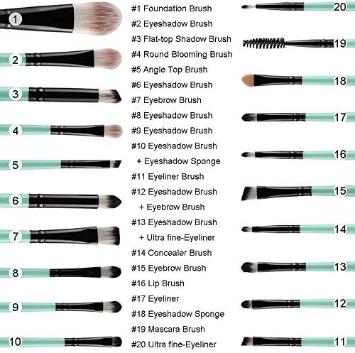 Jahh Paints Pen 20 компјутери за четка за шминка за шминка за шминка за очи за шминка за очи, фондација, сенка за очи и други алатки за козметика