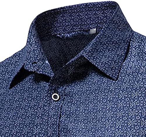 Машка мода со долги ракави цветна лапава лежечка кошула тенок вклопуван случајна печатена кошула фустан кошула формална формална формална