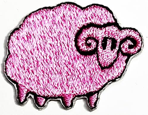 Реткосична лепенка мини овци симпатична розова железо извезена лепенка за лепенка бебешки јагнешко месо цртани деца деца закрпи лого