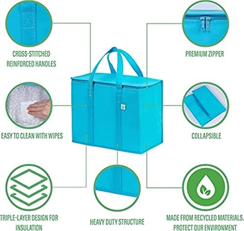 2 пакувања изолирани торбички за намирници за еднократна употреба, торба за испорака на храна, трајни, тешки, големи димензии, стои