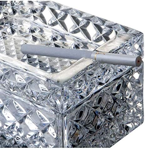 DSHGDJF Ashtray ， Кристално стакло пепел со капаци за цигари со двојна употреба со двојна употреба, 12,5x9x7cm