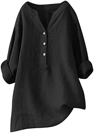 Постелни кошули за жени V вратот Цврсто лабава лабава маичка со долги ракави копче надолу на горната блуза Обична плажа за капење за капење за