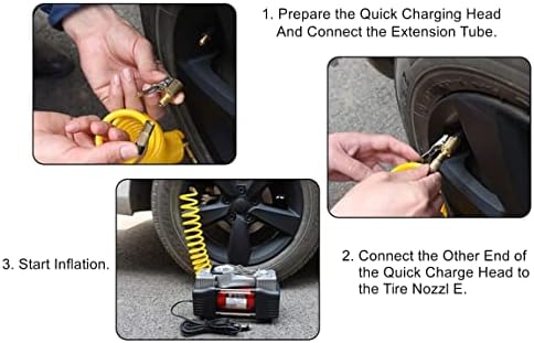 LDCRE гуми воздух Чак со адаптер за клип, адаптер за млазници за заклучување на месинг за заклучување на гуми, алатка за лакови за истекување,