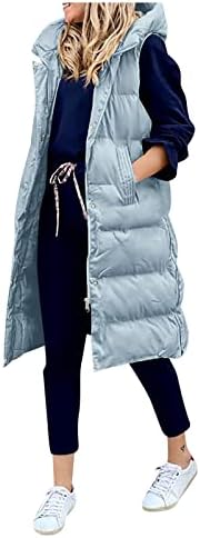Женски лабава зимска долга јакна топла елек јакна со аспиратор ватиран зимски пал