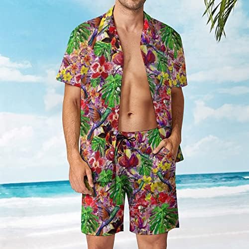 Xiloccer летни облеки мажи за машка патека Пролетна облека мажи 2 парчиња потта од поттик за одмор на плажа кратки ракави со две парчиња