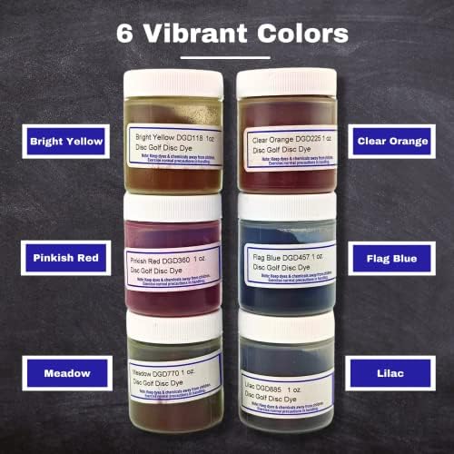 Комплет за боење на бојата за голф со хемиски лукс диск | 6 бои | Персонализирајте ги вашите дискови со уникатни модели на бои |