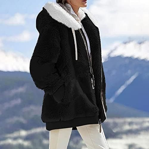 Foviguo жени зимски палто, зимски џемпери за жени со аспираторски паб со долг ракав класичен мек џемпер против вратот Подучен