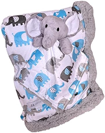 101 Плишана плишана слон безбедност на безбедноста со реверзибилно ќебе подарок поставен за новороденче - Достапно е прилагодено персонализиран