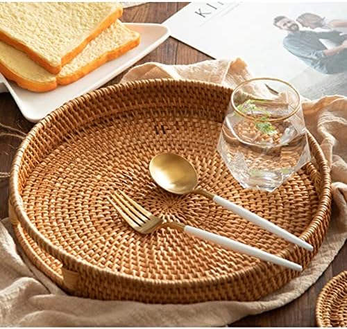 Длоет ратан чаршав за чување рака рачен плетен пикник корпа леб овошје закуски за складирање на храна, приказ на десктоп за сервирање
