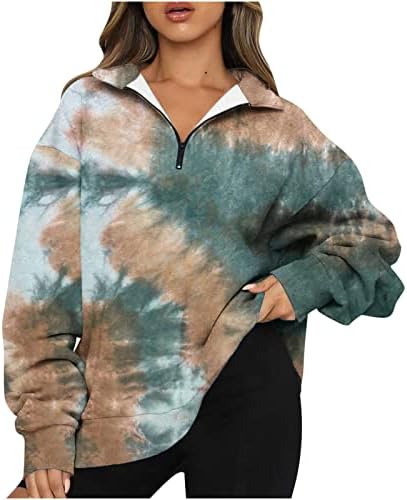 Kuaileya 1/4 zip pullover жени модни дуксери за жени половина поштенски пуловер со долги ракави џемпери четвртина патенти худи