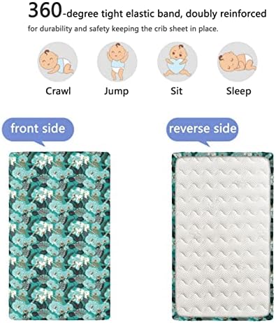 Акварел тематски опремени мини чаршафи, преносни мини креветчиња со меки и затегнати облеки за креветчиња за куќиште за момче или расадник, 24