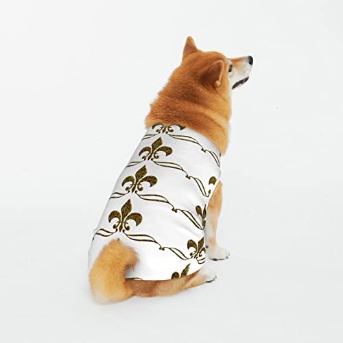 Памучни кошули за миленичиња Флеур-де-лис-ГОЛД-ГОЛД-кутре костуми куче мачка пижами меки кучиња