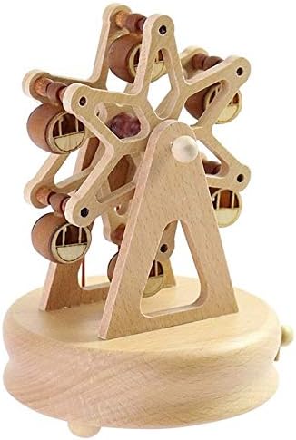 Јингзи роденденски подарок Симпатична квалитет изработена дрвена музичка кутија во која има Ферис тркало со мали кабини за замав, го игра замокот