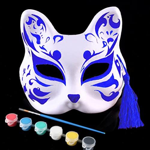 Vicasky 3pcs DIY празно лисица маски за мачки, маски за маски од мачка со мачки, чисти бели графити маски, рачно насликани маски за личност