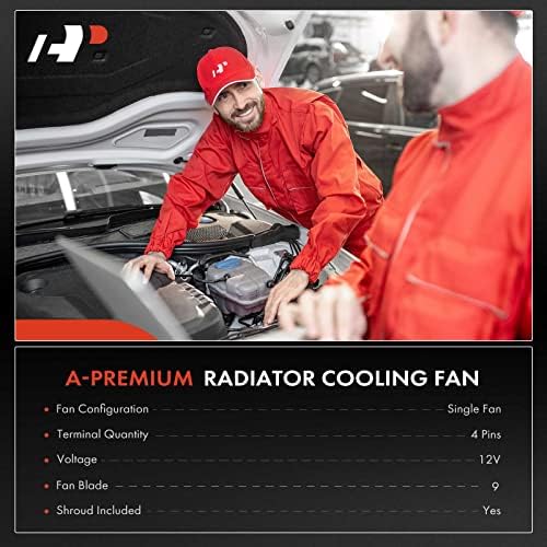 Собрание на вентилаторот за ладење на радијаторот А-Премиум, компатибилен со Chevrolet Trax 2013-2014, L4 1.4L, заменете го 95392642
