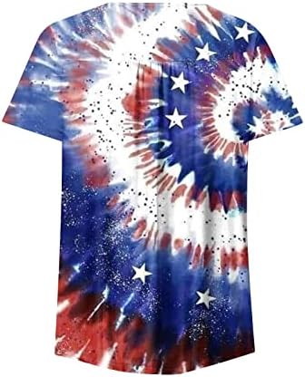 3Д американско знаме 4-ти јули врвови за жени со високи маички со ниски хмели Хели Хенли врат маички плетени патриотски кошули