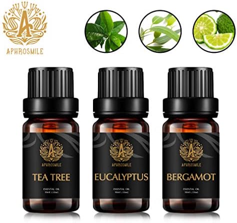 Есенцијално масло од чајно дрво од ароматерапија, поставено за дифузер, 3x10ml чист есенцијално масло за еукалиптус, еукалиптус, чајно дрво, масла од Бергамот, поставе