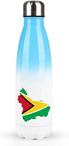 Мапа на знамето на Гвајана 17oz Спортско шише со вода од не'рѓосувачки челик изолирано спортот за кола за еднократна форма на кола