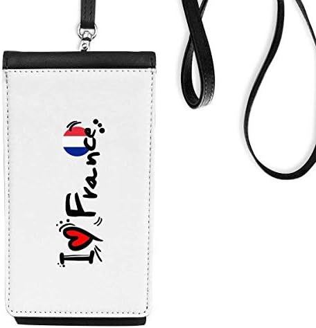 Го сакам Франција Светско знаме на срцето Телефон Телефон чанта што виси мобилна торбичка црн џеб