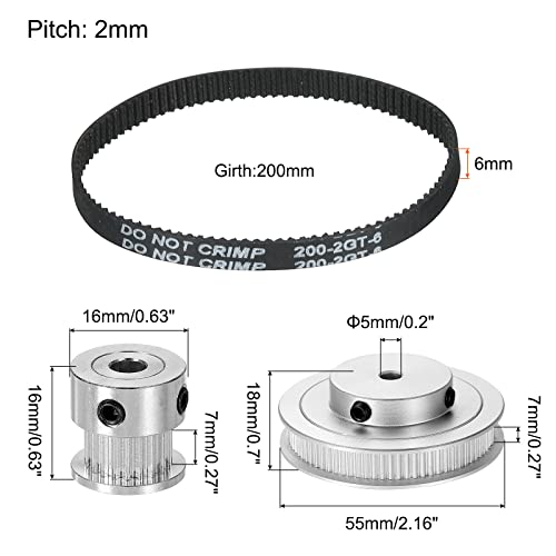 Меканикситална меурчиња за тајминг 20 и 80 заби 5мм се носат синхроно тркало со појас и клуч за 3Д печатач, CNC машина, 1 сет