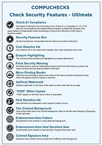 Compuchecks 100 ВИСОКА Безбедност Празно Проверка Хартија Компатибилен Со QuickBooks-Проверки На Врвот Печати Лесно Вашиот Компјутер Проверки