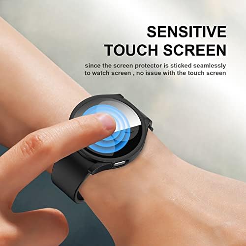 [4 + 4PACK] Случај за заштита на екранот за приватност за Samsung Galaxy Watch 5/Galaxy Watch 4 40mm, Haojavo Hard Anti-Fog Cover заштитен браник